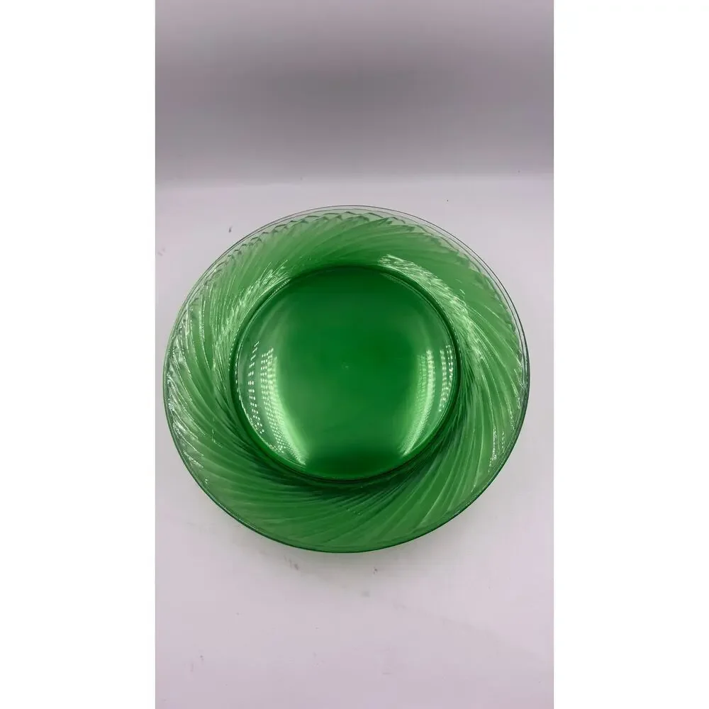 Pyrex Festiva Spring Green Swirl Rim Glass Dinner Plates 12